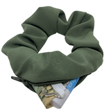 Sage Crepe Silk Zipper Scrunchie