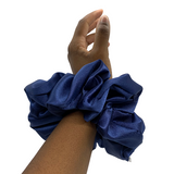 Navy Satin Oversized Scrunchie