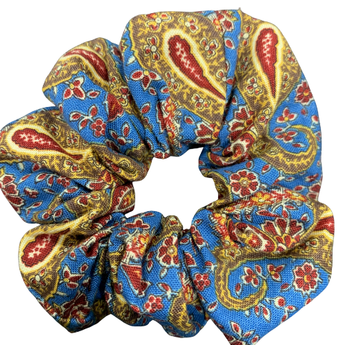 Blue Paisley Scrunchie