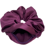 Plum Satin Oversized Zipper Scrunchie