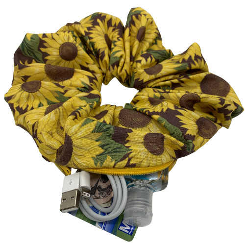 Huge Sunflowers Oversized Zipper Scrunchie