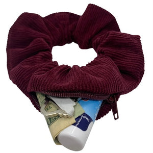 Berry Corduroy Zipper Scrunchie