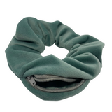 Sage Velvet Zipper Scrunchie