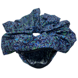 Blue Metallic Vines Oversized Zipper Scrunchie