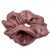 Mauve Floral Satin Oversized Zipper Scrunchie