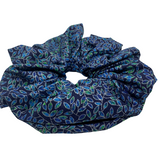 Blue Metallic Vines Oversized Zipper Scrunchie