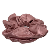 Mauve Floral Satin Oversized Zipper Scrunchie