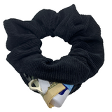 Black Corduroy Zipper Scrunchie