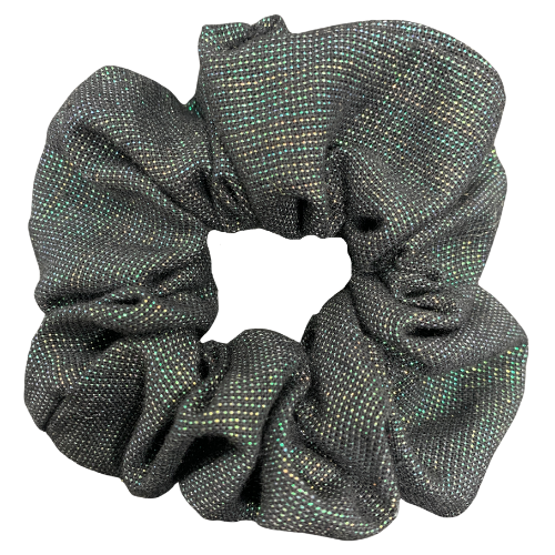 Black with Yellow Green Blue Metallic Scrunchie