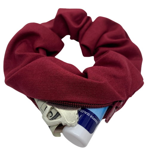 Maroon Zipper Scrunchie