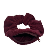 Berry Corduroy Zipper Scrunchie