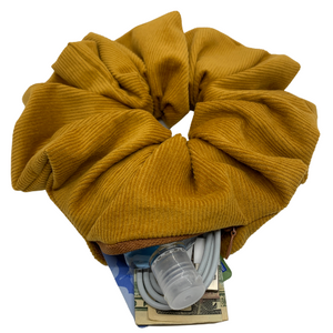 Gold Corduroy Oversized Zipper Scrunchie