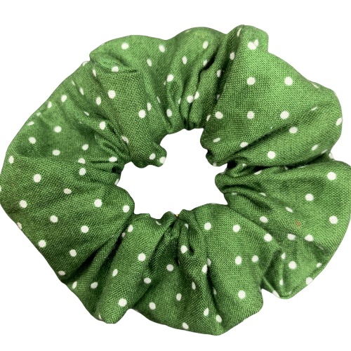 Green Polka Dots Scrunchie