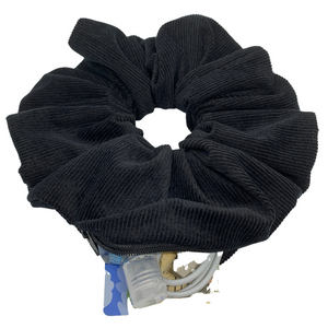 Black Corduroy Oversized Zipper Scrunchie