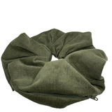 Green Corduroy Oversized Zipper Scrunchie