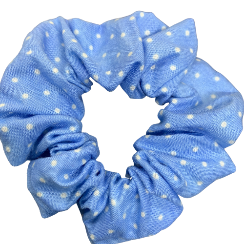 Blue Polka Dots Scrunchie