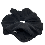 Black Corduroy Oversized Zipper Scrunchie