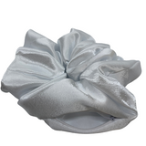 White Satin Oversized Zipper Scrunchie