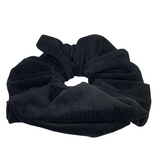 Black Corduroy Oversized Zipper Scrunchie