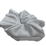 White Satin Oversized Zipper Scrunchie