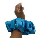 Turquoise Satin Oversized Scrunchie