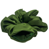 Dark Olive Satin Oversized Zipper Scrunchie