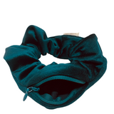 Teal Velvet Zipper Scrunchie