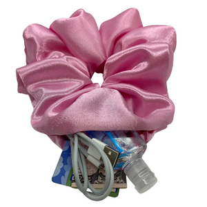 Pink Satin Oversized Zipper Scrunchie