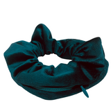 Teal Velvet Zipper Scrunchie