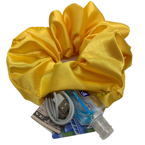 Yellow Satin Oversized Zipper Scrunchie