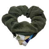 Green Corduroy Zipper Scrunchie