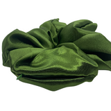 Dark Olive Satin Oversized Zipper Scrunchie