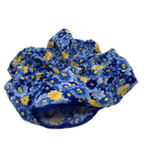 Blue Yellow Floral Oversized Zipper Scrunchie