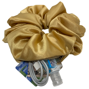 Yellow Gold Satin Oversized Zipper Scrunchie