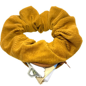 Gold Corduroy Zipper Scrunchie