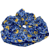 Blue Yellow Floral Oversized Zipper Scrunchie