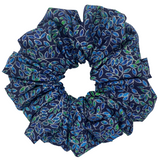 Blue Metallic Vines Oversized Scrunchies