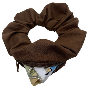 Brown Zipper Scrunchie