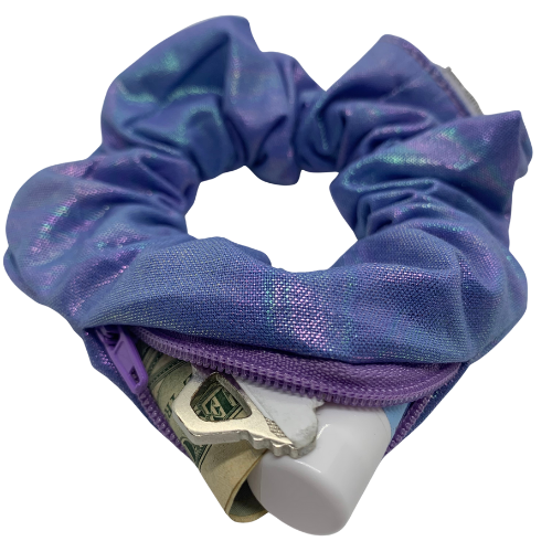 Mixed Holographic Zipper Scrunchie