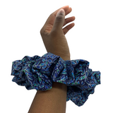 Blue Metallic Vines Oversized Scrunchies