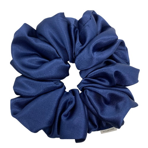 Navy Satin Oversized Scrunchie