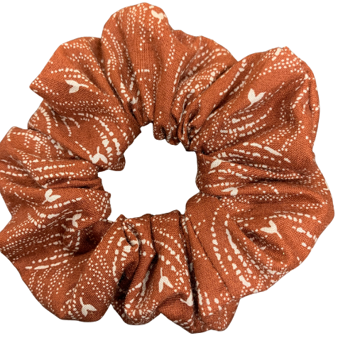 Burnt Orange Floral Fireworks Scrunchie