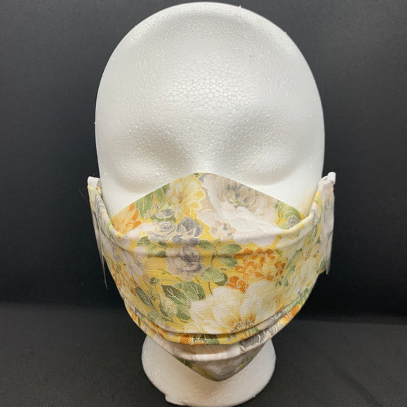 Vintage Yellow Floral 3D Face Mask