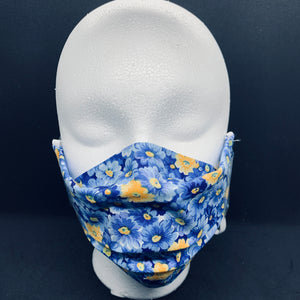 Blue Yellow Floral 3D Face Mask