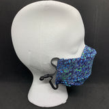 Blue Metallic 3D Face Mask