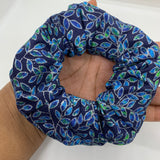 Blue Metallic Vines Zipper Scrunchie