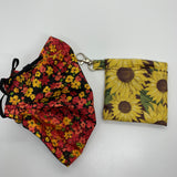 Face Mask Carrying Pouch With Keychain Huge Sunflowers