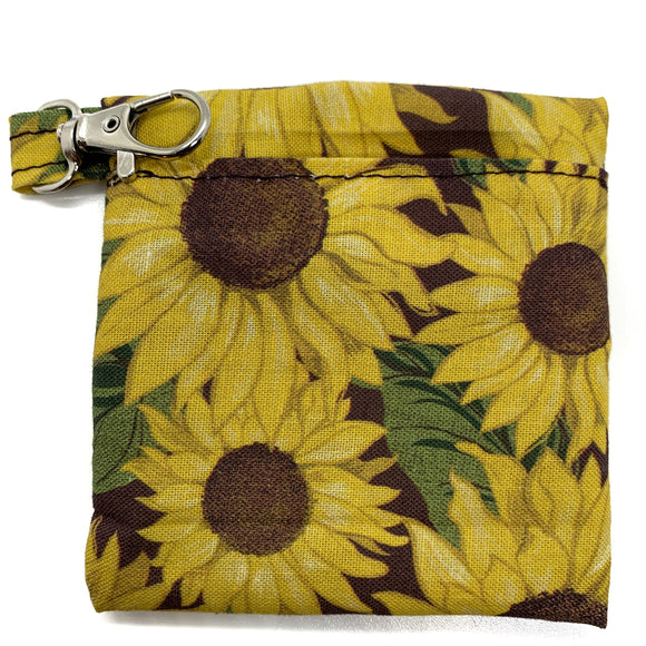 Face Mask Carrying Pouch With Keychain Huge Sunflowers