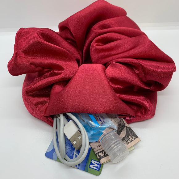 Fuschia Satin Oversized Zipper Scrunchie