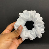 Silver Satin Scrunchie